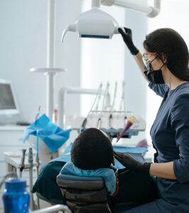 a dental patient in a chair