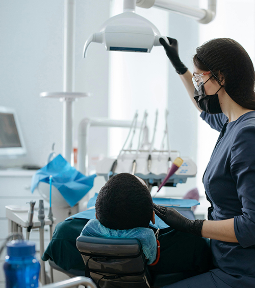 a dental patient in a chair